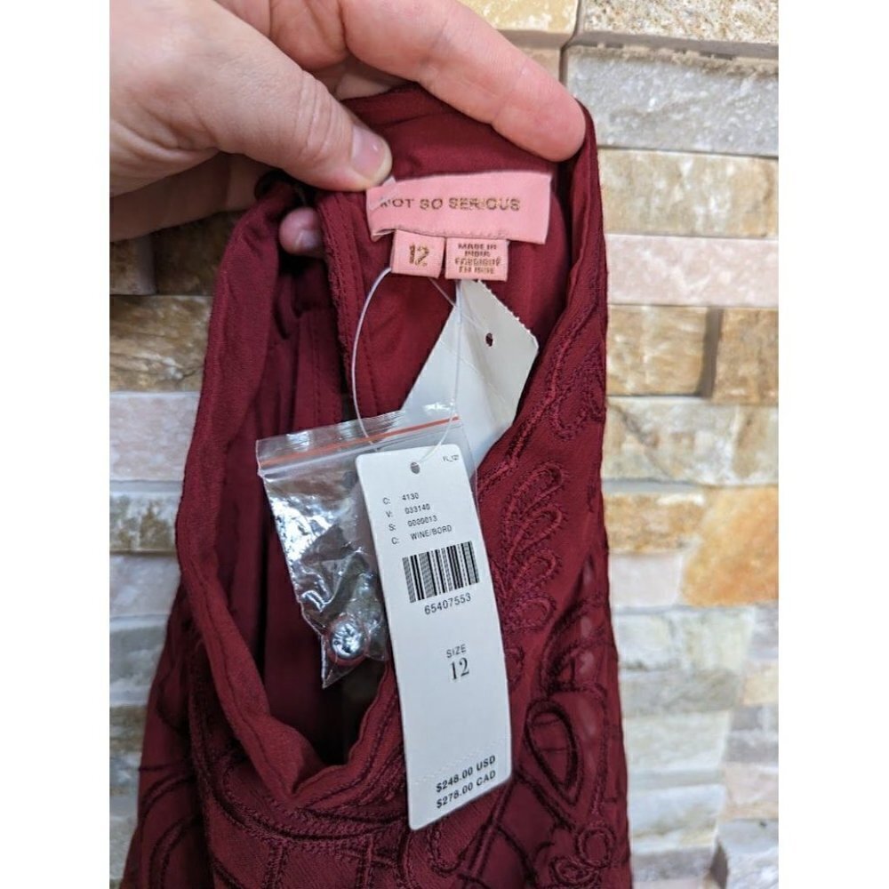 Anthropologie Lace Mini Long Sleeve Dress Wine Red NWT 12 Romantic - Picture 7 of 10
